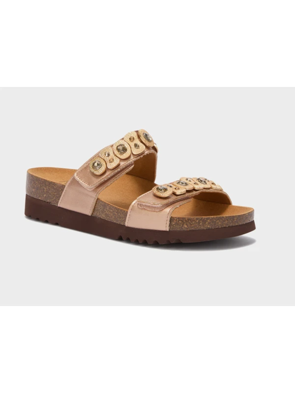 SCHOLL SANDALI KAIA 2 STRAPS OROROSA CON PIETRE