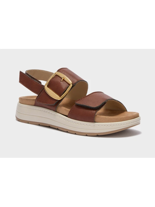SCHOLL SANDALI SCILLA IN SIMILPELLE MARRONE CON...