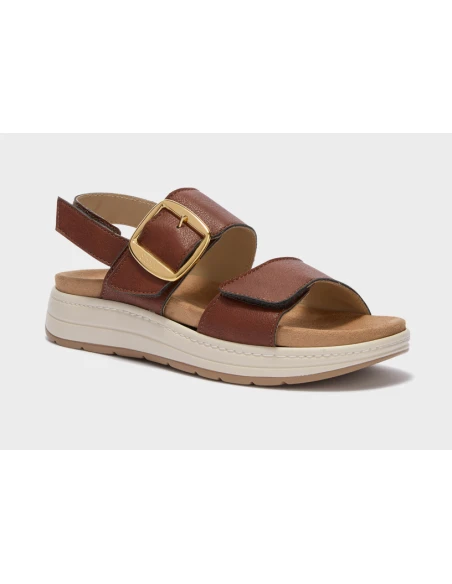 SCHOLL SANDALI SCILLA IN SIMILPELLE MARRONE CON CINTURINO