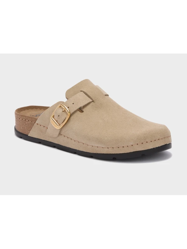 SCHOLL SCARPE BORA CLOG IN PELLE SCAMOSCIATA BEIGE