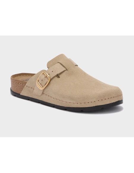 SCHOLL SCARPE BORA CLOG IN PELLE SCAMOSCIATA BEIGE