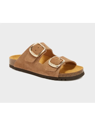 SCHOLL SANDALI NOELLE IN PELLE SCAMOSCIATA TAUPE