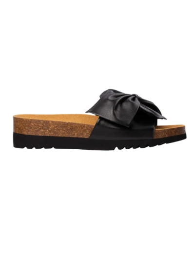 BOWY 2.0 SANDALI IN SIMILPELLE NERA CON FIOCCO 2