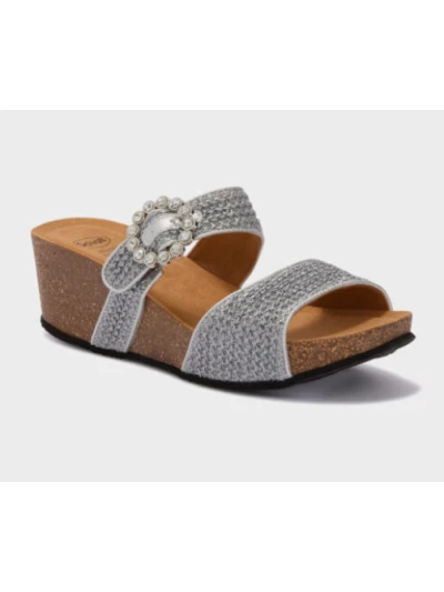 SCHOLL SANDALI TROPICA CON ZEPPA ARGENTO