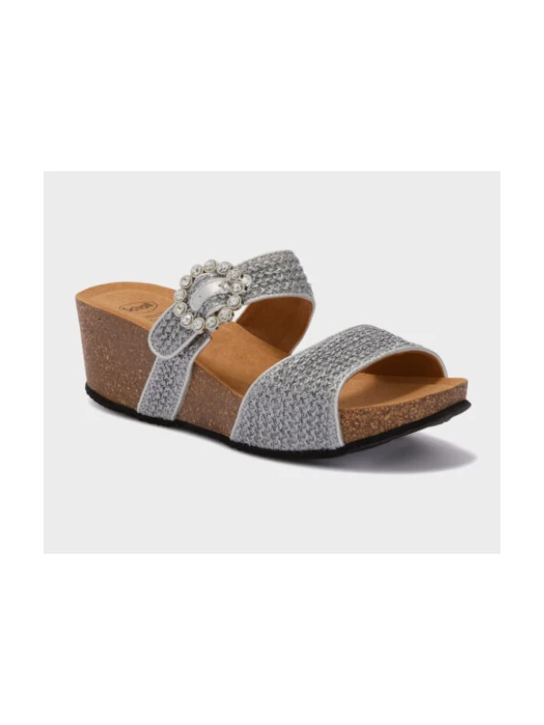 SCHOLL SANDALI TROPICA CON ZEPPA ARGENTO