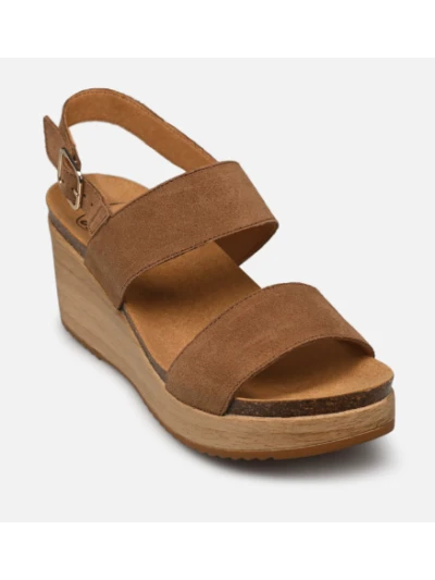 SCHOLL SANDALI CON ZEPPA ZANTE IN SUEDE MARRONE