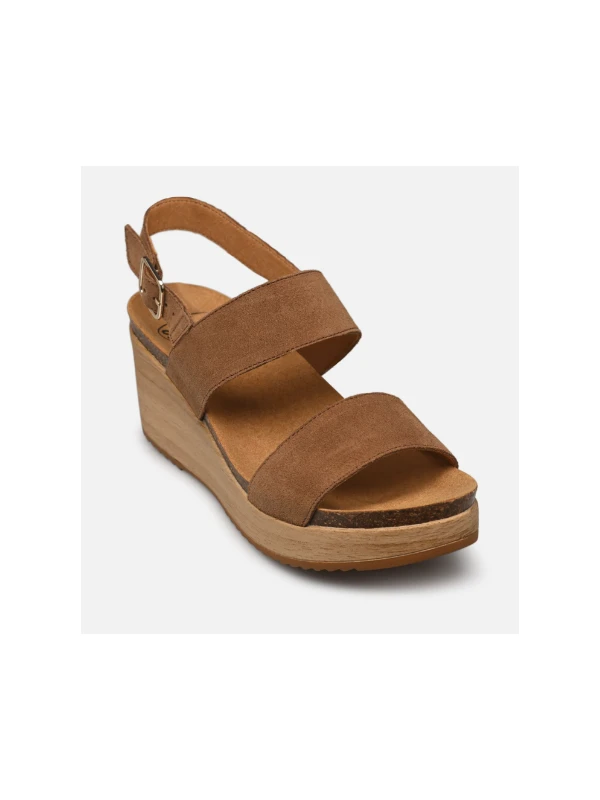 SCHOLL SANDALI CON ZEPPA ZANTE IN SUEDE MARRONE