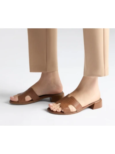 SCHOLL SANDALI PANTELLERIA CROCO NERO/CUOIO