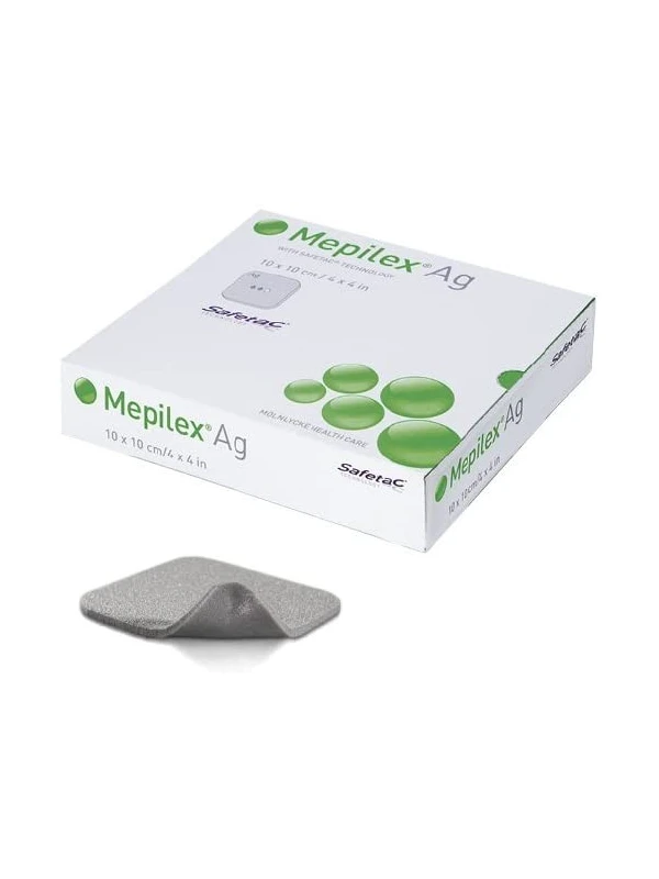 MEPILEX AG MEDICAZIONE ASSORBENTE ANTIBATTERICA 10X10CM 5 PEZZI