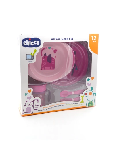 Chicco Set Pappa Rosa - Tazza,Primo Cucchiaio Piattofacile E