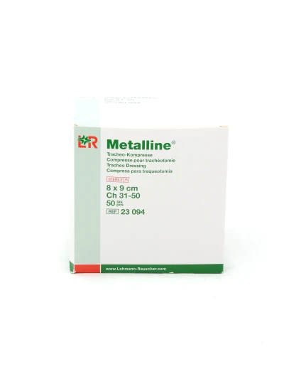METALLINE TRACHEO COMPRESSE TRACHEOSTOMIA CON FORO 8X9CM...