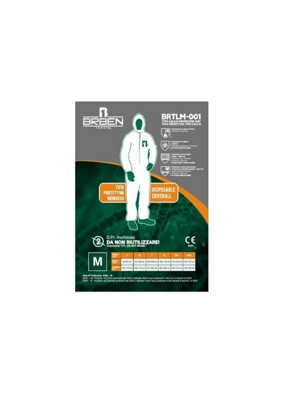 TUTA PROTETTIVA MONOUSO RESISTENTE TAGLIA M