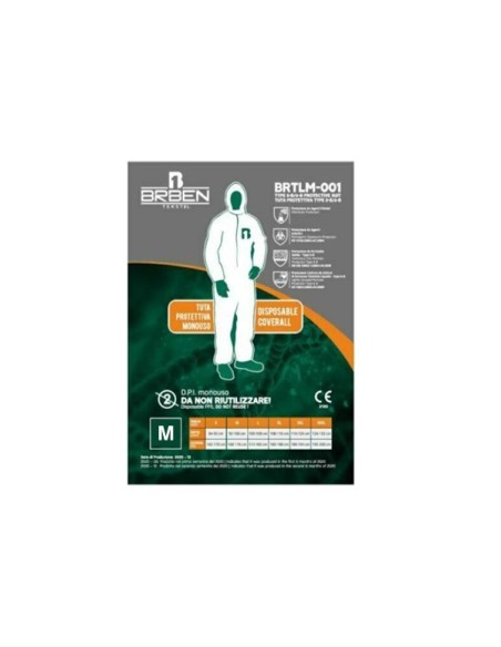 TUTA PROTETTIVA MONOUSO RESISTENTE TAGLIA M