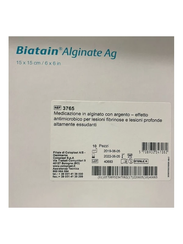 BIATAIN ALGINATE CON ARGENTO 15X15 - 10PZ