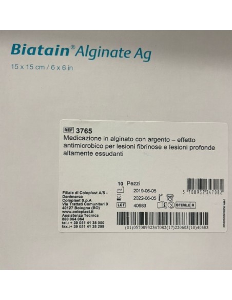 BIATAIN ALGINATE CON ARGENTO 15X15 - 10PZ