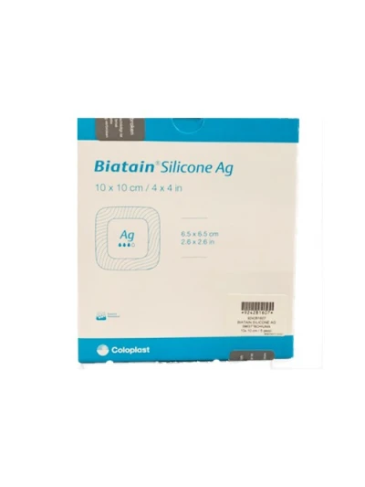 BIATAIN IN SILICONE AG CON ADESIVO 10X10 - COD.39637 5PZ