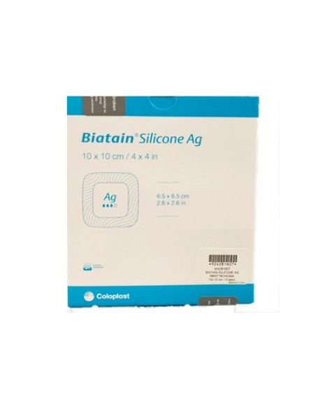 BIATAIN IN SILICONE AG CON ADESIVO 10X10 - COD.39637 5PZ
