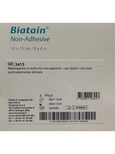 BIATAIN MEDICAZIONE NON ADESIVA 15X15CM 5PZ 2