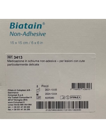 BIATAIN MEDICAZIONE NON ADESIVA 15X15CM 5PZ