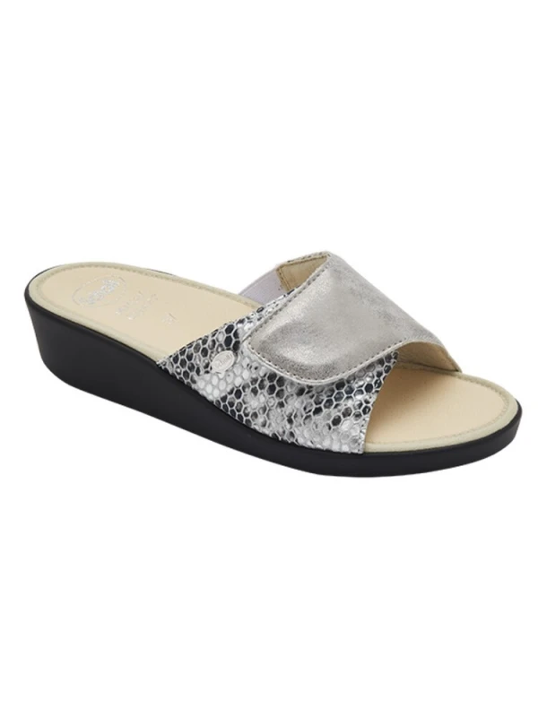 SCHOLL - SANDALI LEDEL IN SIMILPELLE STAMPATE ARGENTO