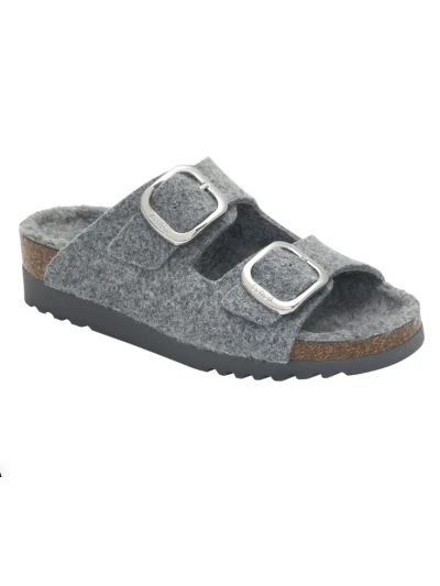 SCHOLL CIABATTE ILARY FLUFFY IN FELTRO - COLORE GRIGIO