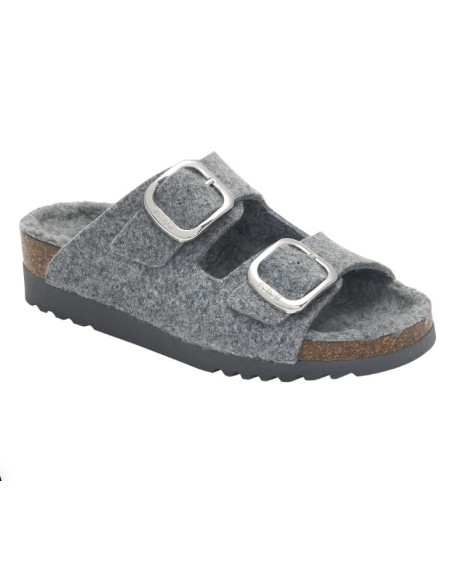 SCHOLL CIABATTE ILARY FLUFFY IN FELTRO - COLORE GRIGIO