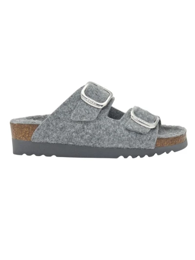 SCHOLL CIABATTE ILARY FLUFFY IN FELTRO - COLORE GRIGIO 2