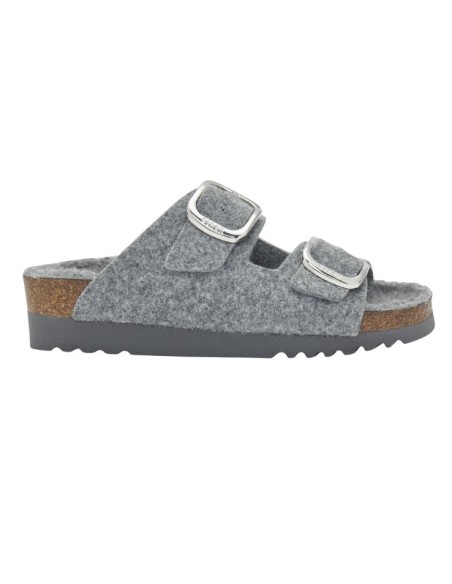 SCHOLL CIABATTE ILARY FLUFFY IN FELTRO - COLORE GRIGIO