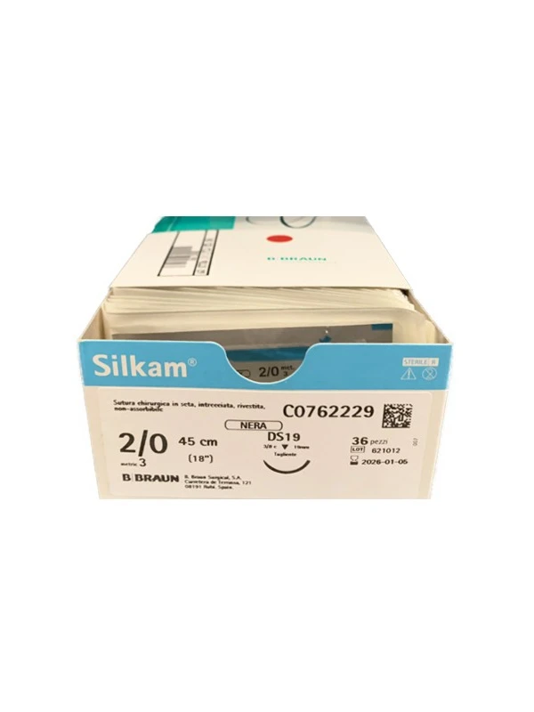 AGO SUTURA SILKAM 2/0 CON FILO DI SETA - 45CM...
