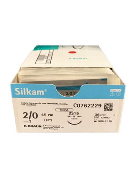 AGO SUTURA SILKAM 2/0 CON FILO DI SETA - 45CM 1PEZZO