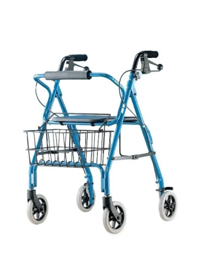 DEAMBULATORE ROLLATOR 4 RUOTE CON FRENO A LEVA -...