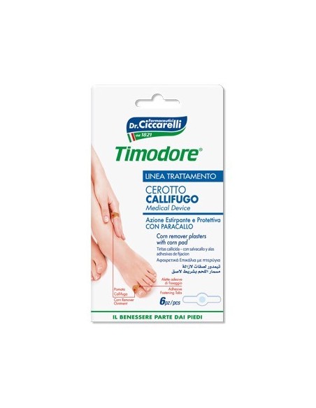 CEROTTI CALLIFUGHI PER CALLI DURI 6 PEZZI - CON PARACALLO - DR CICCARELLI - LINEA TIMODORE PIEDI - CON ACIDO SALICILICO