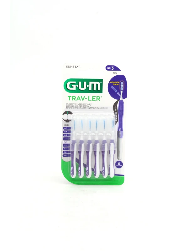 GUM TRAV-LER 1512 VIOLA 1.2MM (6 PZ) - SCOVOLINO INTERDENTALE - ISO 3 - ANTIBATTERICO - SUNSTAR