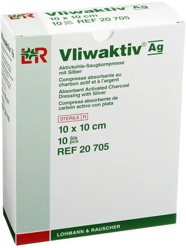 VLIWAKTIV AG MEDICAZIONE AL CARBONE ATTIVO E ARGENTO - COMPRESSE - 10CMX10CM