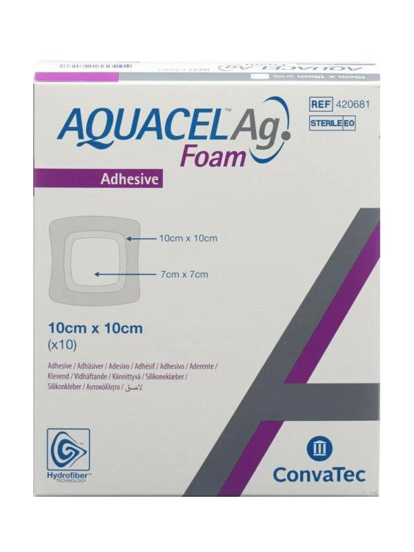 MEDICAZIONE AQUACEL AG. FOAM - ADESIVO - 10CMX10CM - 10PZ